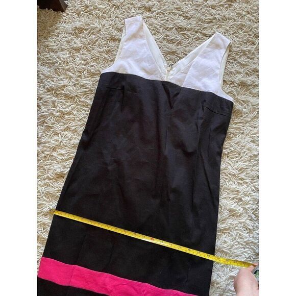 DKNY Dress Color Block Black Pink White Sheath Medium V-Neck Colorblock - Picture 7 of 8